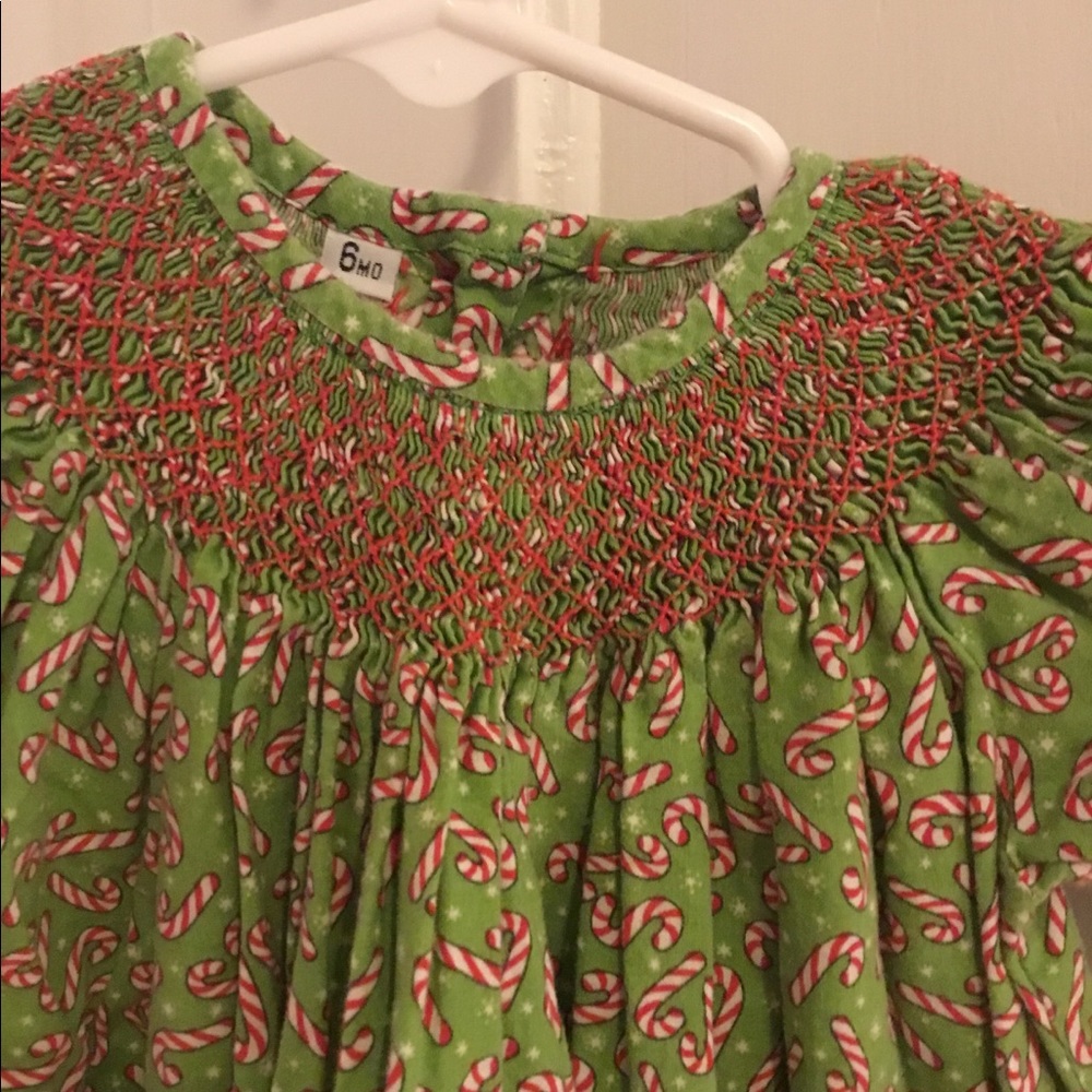 Cute Candy Cane Smocked Dress